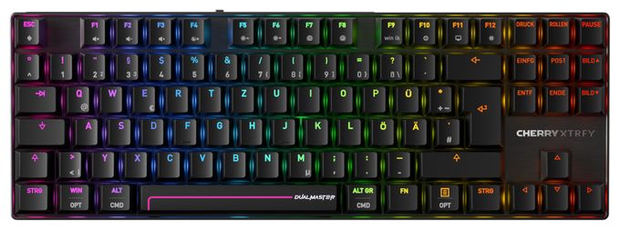 RGB-LED Gaming Tastatur USB + RF Wireless + Bluetooth 2.4 GHz  MX8.2 Pro TMR Wireless (Schwarz) 