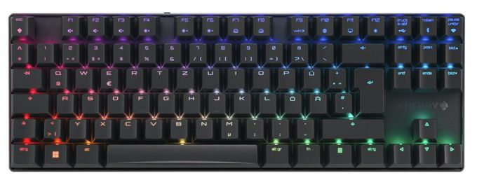 RGB-LED Gaming Tastatur USB + RF Wireless + Bluetooth 2.4 GHz  MX8.2 TKL Wireless (Schwarz) 
