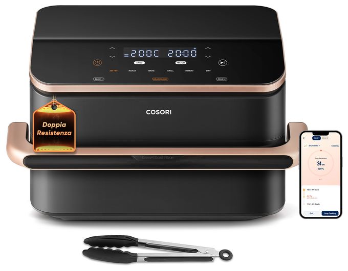 Doppel Heißluftfritteuse 10 l 2800 W (Dunkles Grau, Roségold) Dual Blaze Twinfry Chef Edition 