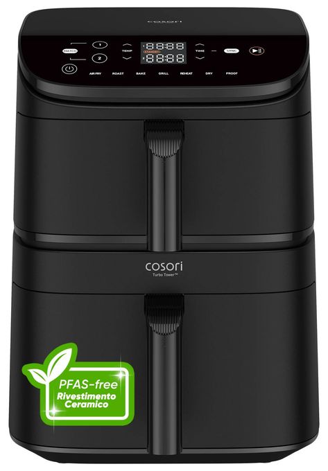 Doppel Heißluftfritteuse 10,8 l 2630 W  Turbo Tower Basic (Schwarz) 