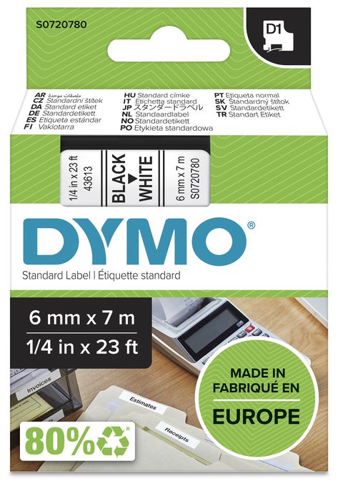 DYMO Original D1-Etikettenband | schwarz auf weiß | 6 mm x 7 m | selbstklebendes Schriftband | für LabelManager-Beschriftungsgerät 