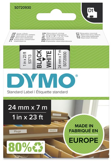 DYMO Original D1-Etikettenband | schwarz auf weiß | 24 mm x 7 m | selbstklebendes Schriftband | für LabelManager-Beschriftungsgerät 