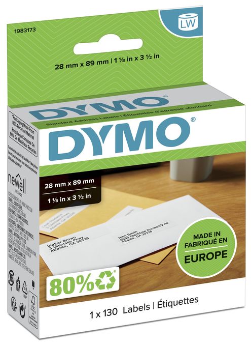 DYMO Original LabelWriter Adressetiketten | 28 mm x 89 mm | Rolle mit 130 Etiketten | selbstklebend | für LabelWriter Etikettendrucker und Beschriftungsgerät 