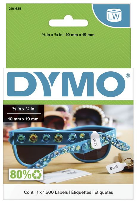 DYMO Original LW 2-fach Preisschild-Etiketten | 10 mm x 19 mm | DYMO Etiketten für LabelWriter Etikettendrucker | 1 Rolle mit 1500 Preisschild-Aufklebern 