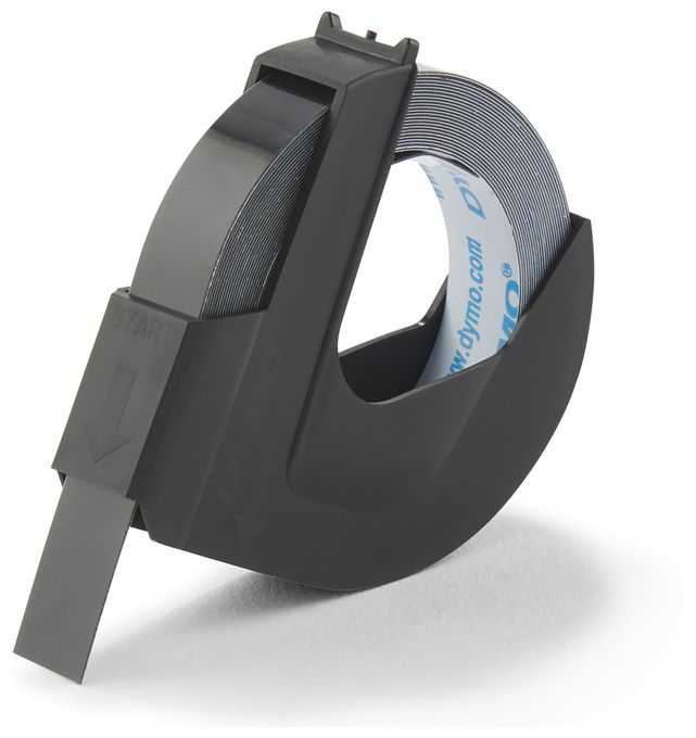 DYMO Original Prägeband | 3D weiß auf schwarz | 9 mm x 3 m | selbstklebendes Kunststoff Etikettenband | für Junior & Omega Beschriftungsgerät | 1 Stück 