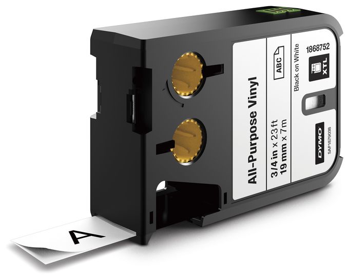 DYMO XTL Allzweck-Vinyletikett | 19 mm x 7 m | Schwarz auf Weiß 