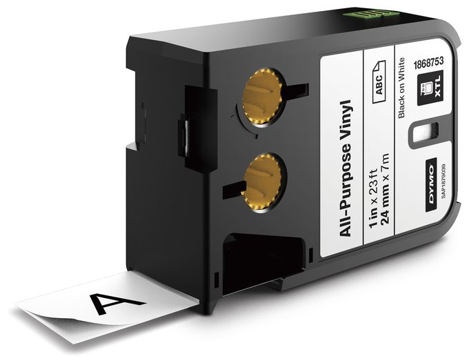 DYMO XTL Allzweck-Vinyletikett | 24 mm x 7 m | Schwarz auf Weiß 