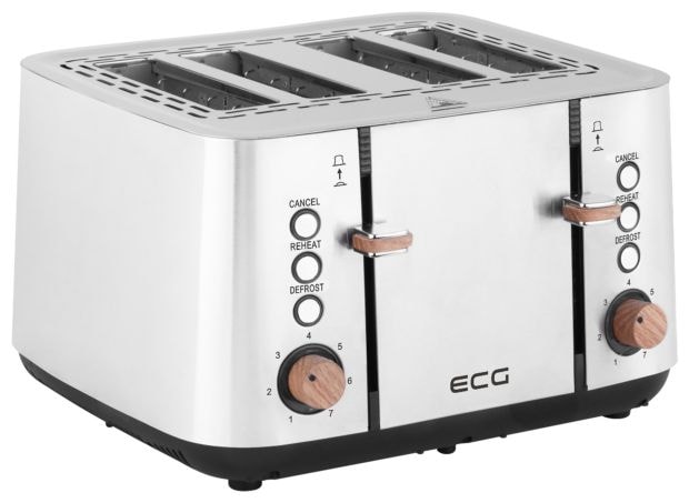 Toaster 1850 W 4 Scheibe(n) 7 Stufen  ST4767 Timber (Schwarz, Edelstahl) 