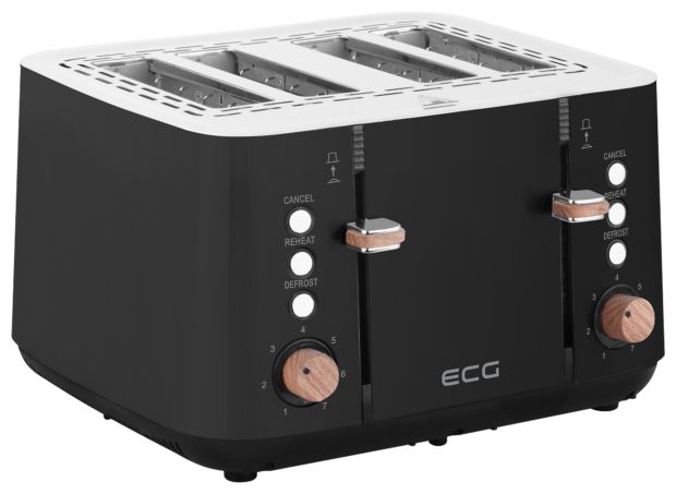 Toaster 1850 W 4 Scheibe(n) 7 Stufen  ST4768 Timber (Schwarz, Edelstahl) 