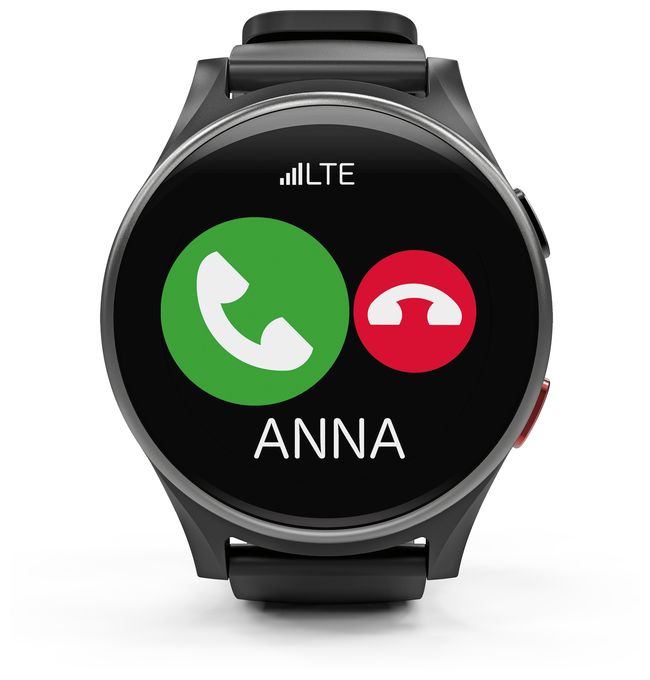 Digital Smartwatch Rund IP68 4G  Watch LTE (Schwarz, Silber) 