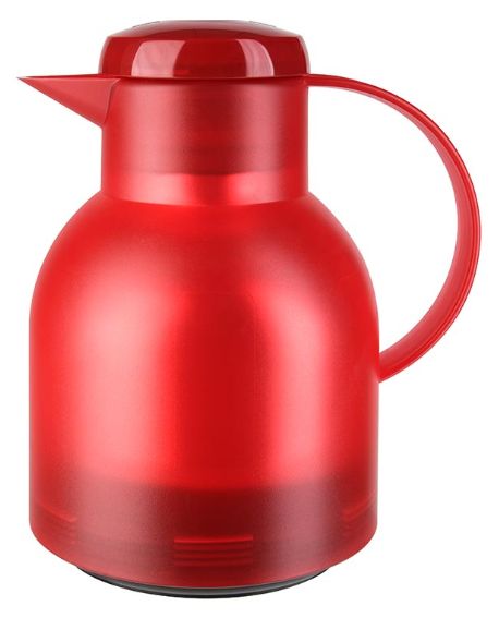  504232 SAMBA Quick Press Isolierkanne 1,0l Glas-Isolierkolben (Rot, Durchscheinend) 