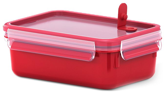 1 l Polypropylen (PP), Thermoplastisches Elastomer (TPE)  517773 CLIP&MICRO Frischhaltebehälter 1,0l mikrowellengeeignet (Rot, Transparent) 