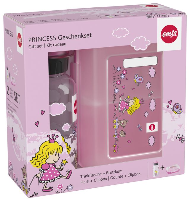  518137 Kids Tritan Set Trinkflasche und Brotdose Princess (Pink) 