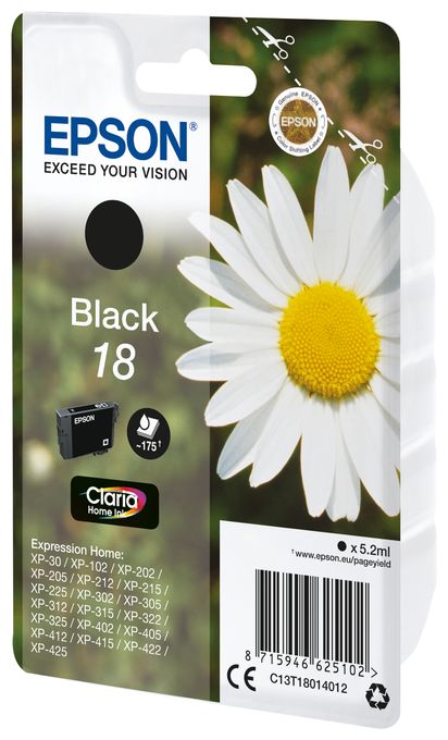 originale Druckerpatronen Schwarz 5,2 ml 175 Seiten 18 C13T18014012 