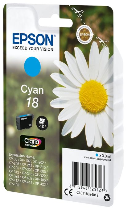 originale Druckerpatronen Cyan 3,3 ml 18 C13T18024012 