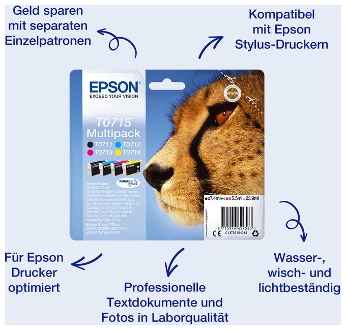 originale Druckerpatronen Schwarz 7,4 ml T0711 C13T07114012 