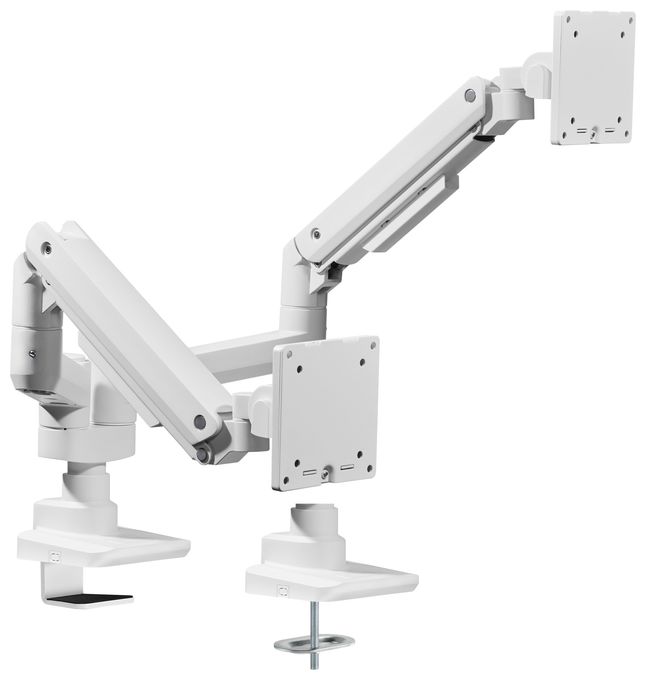 17"-35" Schwerlast-Doppelmonitor-Schreibtischhalterung, Weiß 