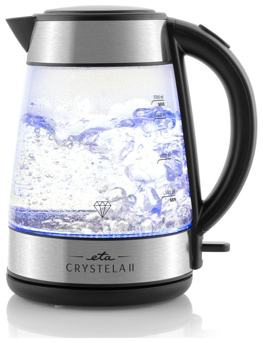 1,7 l Wasserkocher 2200 W (Schwarz, Edelstahl, Transparent) Crystela II 