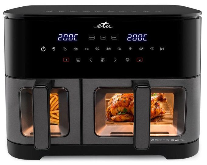 Doppelkammer Heißluftfritteuse 11 l 2600 W  Fritta Dual (Schwarz) 