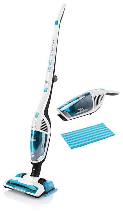 Handstaubsauger Beutellos bis 50 min Laufzeit 18 V HEPA (Schwarz, Blau, Transparent, Weiß) Moneto Aqua Plus 