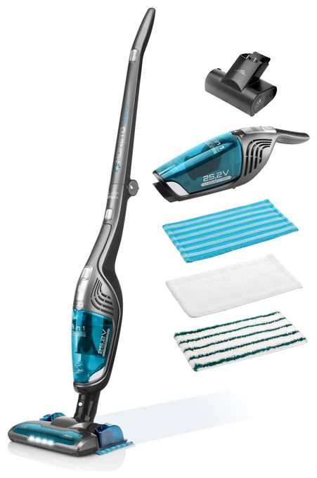 Handstaubsauger Beutellos bis 50 min Laufzeit 25,2 V HEPA  Moneto II Aqua Plus (Blau, Grau) 