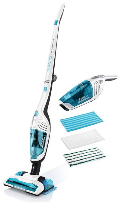 Handstaubsauger Beutellos bis 50 min Laufzeit 21,6 V HEPA  Moneto II Aqua Plus (Blau, Weiß) 