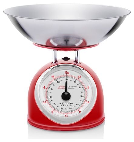 Mechanische Küchenwaage bis 5 kg Genauigkeit 25 g (Rot, Edelstahl, Weiß) Storio 
