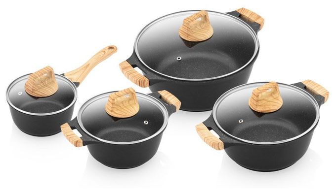  Titanium II Geschirrset 8-tlg. Antihaft-Kochgeschirr (Schwarz) 