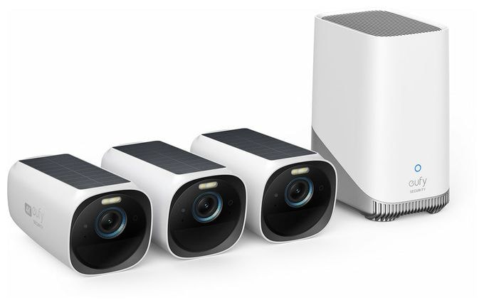3840 x 2160 Pixel IP-Sicherheitskamera IP65, IP67 Außen Nachtsicht  EufyCam 3 S330 3-Cam Kit (Schwarz, Weiß) 