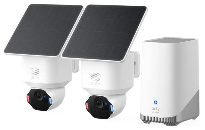 3840 x 2160 Pixel IP-Sicherheitskamera IP65 Innen & Außen Nachtsicht  SoloCam E42 + HomeBase S380 (Weiß) 