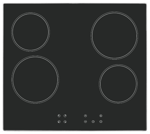 58 cm Glaskeramik Kochfeld/Herdplatte 4 Zone(n) EKC601-Rsw-020 autarkes 