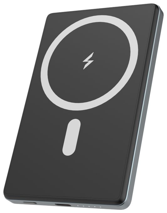 5000 mAh Powerbank USB Typ-C Kabelloses Laden  Ultra Slim (Dunkles Grau) 