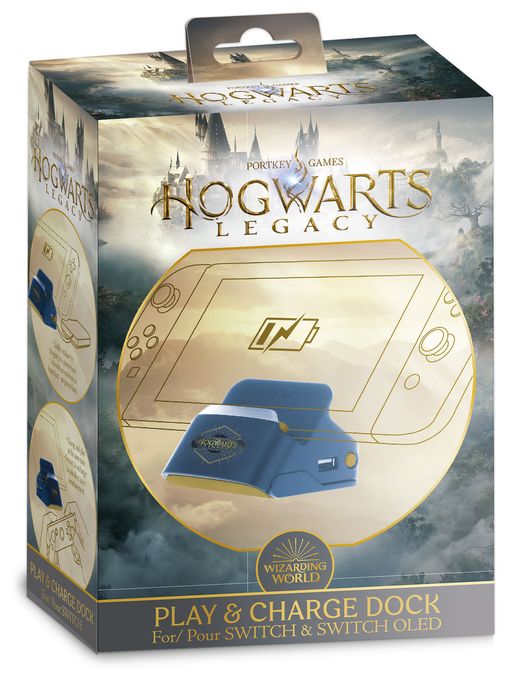 Nintendo Switch  Play & Charge Dock Hogwarts Legacy (Blau, Gelb) 
