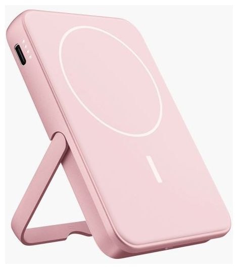 5000 mAh Powerbank USB Typ-C Kabelloses Laden  Wireless Magnetic (Pink) 