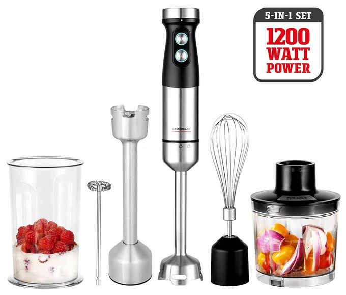 Stabmixer 1200 W 20 Stufen  40972 Design Power Stabmixer Set 5-in-1 (Schwarz, Edelstahl) 
