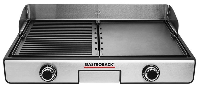2 Zone(n) 2000 W mit 420 x 280 mm Fläche  42524 Design Plancha & BBQ (Schwarz, Edelstahl) 
