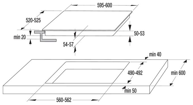 Glaskeramik Kochfeld/Herdplatte 4 Zone(n) ECT643BSC autarkes 60 cm 