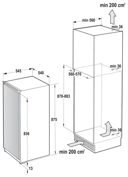 91 l Einbau Gefrierschrank 153,88 kWh Jahr NoFrost FNCI508D61WFE 