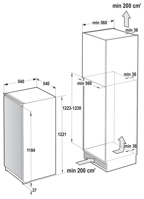 163 l Einbaukühlschrank EEK: D 118 kWh Jahr RBI512D22 