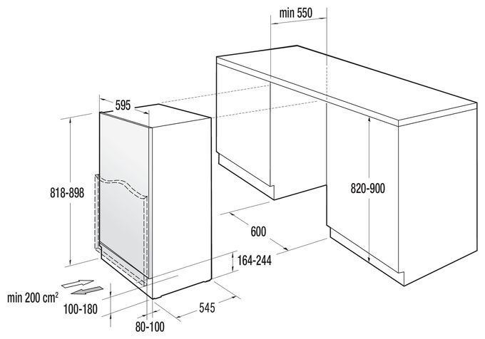 138 l 90 cm Einbaukühlschrank EEK: E 93 kWh Jahr RIU609EA1 