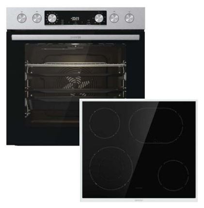 Herdset maxi AutoClean AquaClean mit 60 cm Glaskeramik Kochfeld Steel Set EX (BCS6737E12X + ECD634X) 
