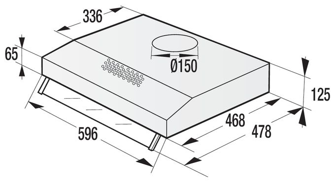 Abluft/Umluft Dunstabzugshaube/Esse Unterbau 60 cm (Edelstahl) WHU629AX/M 