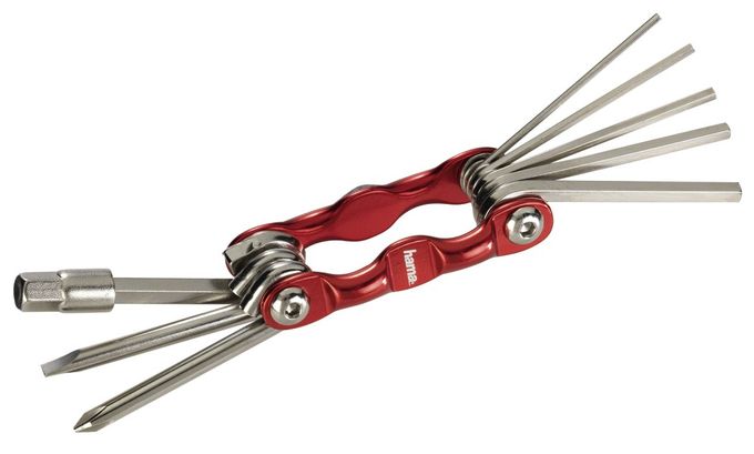 00178128 Fahrrad-Mini-Faltwerkzeug 9-teilig Metallisch,Rot 