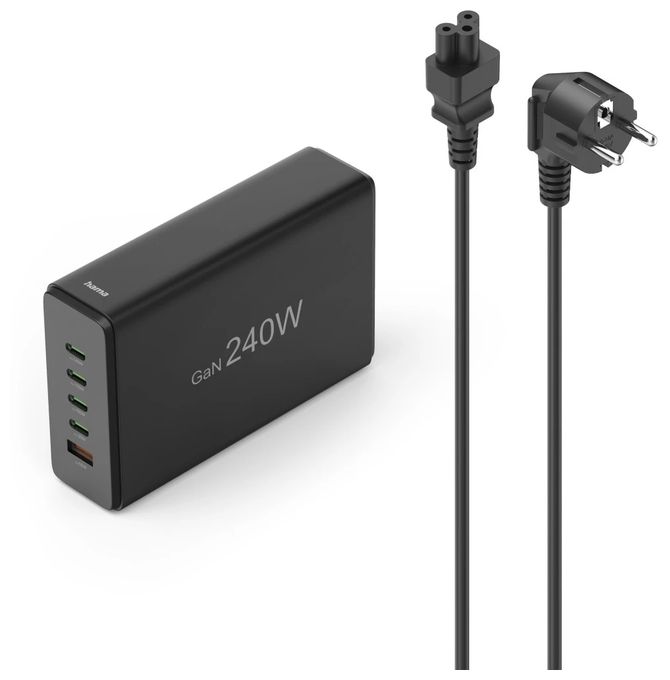 00201977 Schnellladegerät, 4xUSB-C, 1xUSB-A, PD, max. 240 W 