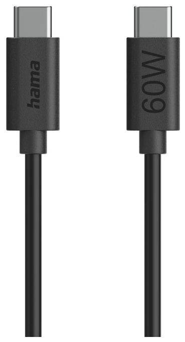 0,48 Gbit/s Stecker USB C auf USB C bis 60 W 1,2 m  086446 (Schwarz) 