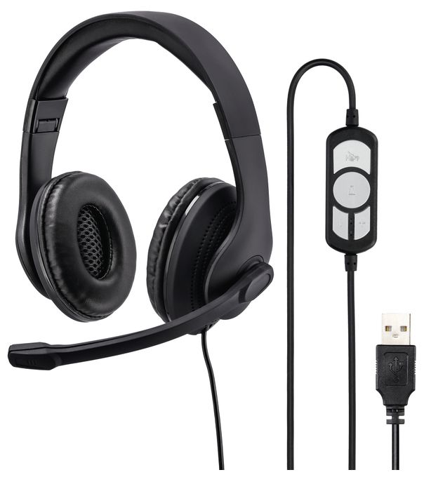 Over Ear Kopfhörer Kabelgebunden USB Typ-A  139924 HS-USB300 (Schwarz) 