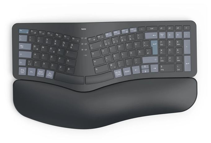 Heimbüro Tastatur RF Wireless + Bluetooth 2.4 GHz (Schwarz, Blau, Dunkles Grau) 173071 WK-900 Ergo 