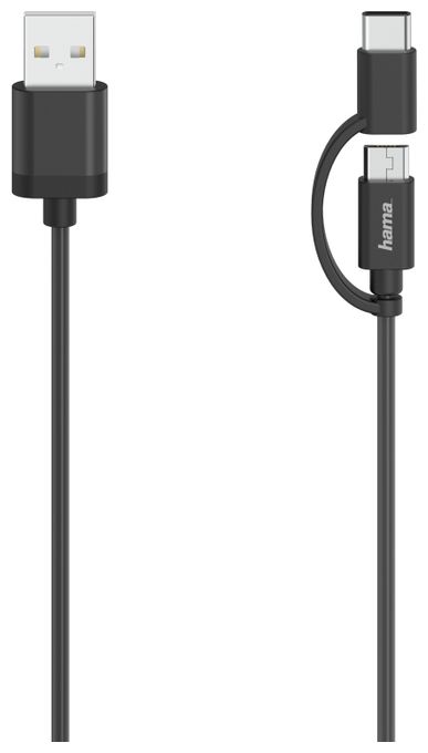 0,48 Gbit/s Stecker USB A auf USB C/Micro-USB A 0,75 m  200616 (Schwarz) 