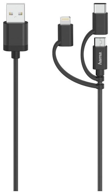 0,48 Gbit/s Stecker USB A auf USB C/Micro USB A/Lightning 0,75 m  200617 (Schwarz) 