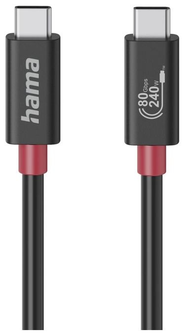 80000 Gbit/s Stecker Rundkabel USB C auf USB C bis 240 W 1 m  200799 (Schwarz) 